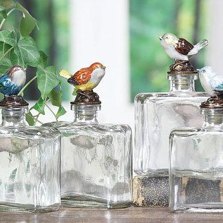 Square Glass Bottle With Bird Stopper