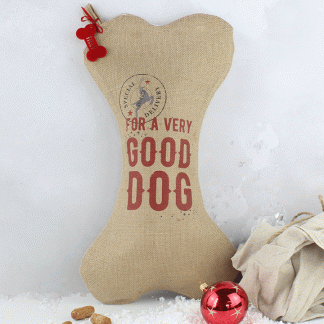 Personalised Dog Christmas Stocking With Tag