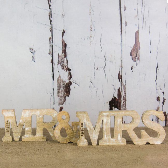 Personalised Mr & Mrs Wooden Letters