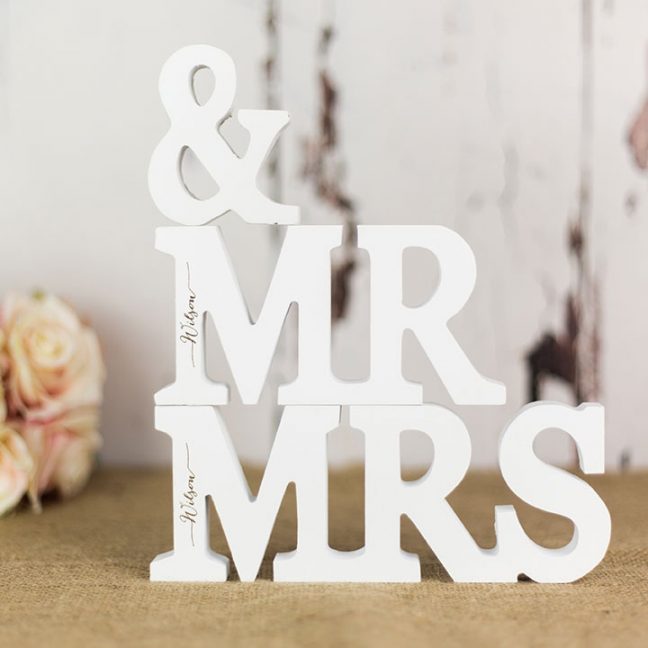 Personalised Mr And Mrs Letters In White