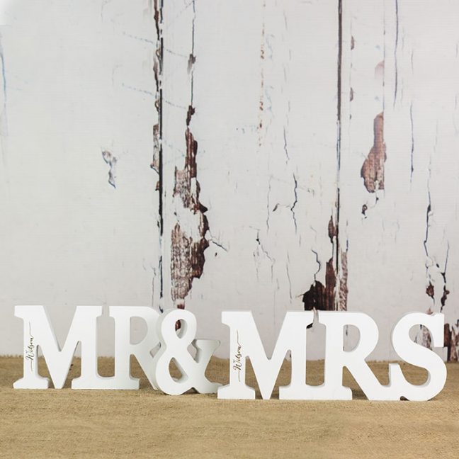 Personalised Mr And Mrs Letters In White