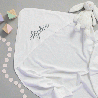 Personalised Hooded Baby Blanket, Organic Cotton