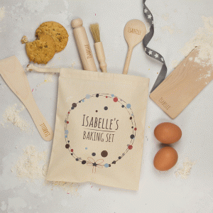 Personalised Childs Baking Set, Bubbles Wreath