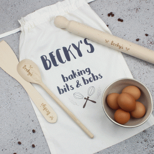 Personalised Baking Set With Bag, Whisk