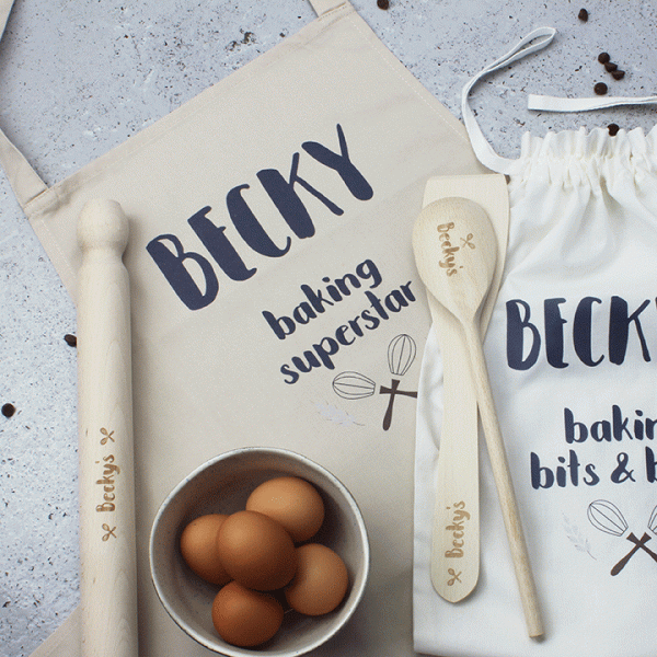 Personalised Baking Set with Bag, Whisk