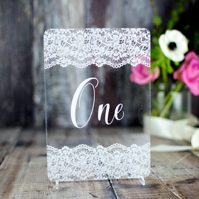Lace Wedding Table Number