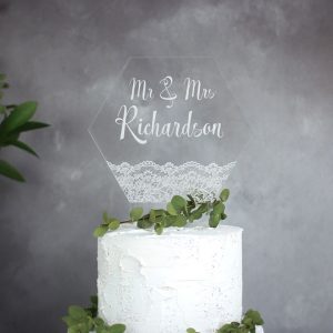 Personalised Lace Wedding Cake Topper