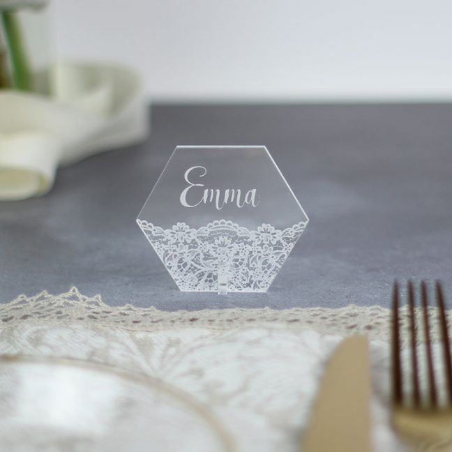 Personalised Place Setting, Hexagonal With Lace