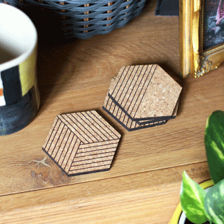 Cork Coasters Set Of Four, Cork Hexagons