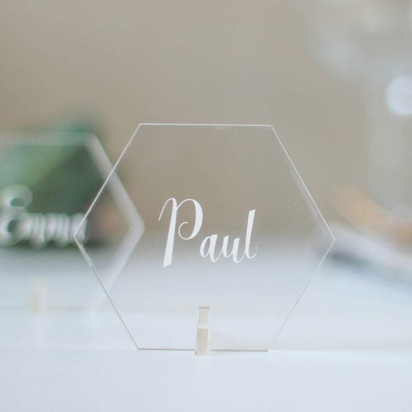 Personalised Place Setting, Clear Acrylic, Hexagon