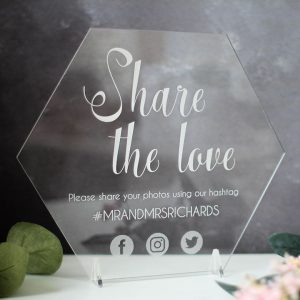 Wedding Social Media Sign, Hexagon