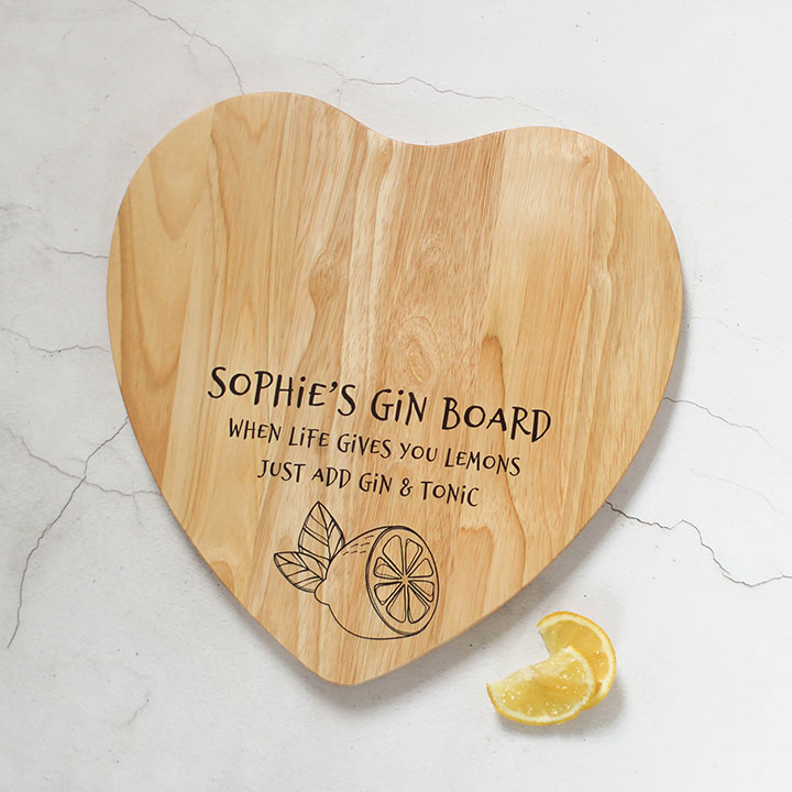 Standard Gin Gift Wooden Chopping Board Gin Chopping Board Personalised Gin Board 