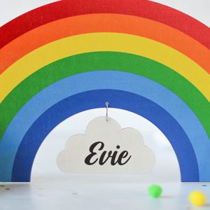 Personalised Rainbow And Clouds Sign