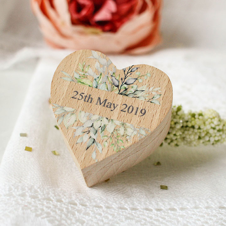 Buy Personalized Wedding Ring Box Heart Ring Box Engagement Ring Box Heart  Shaped Jewelry Box Oak Wood Ring Box Wood Ring Bearer Online in India - Etsy