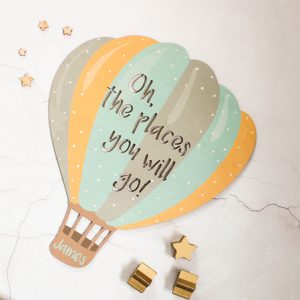 Personalised Balloon Nursery Sign, Hot Air Balloon