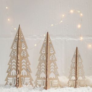 Christmas Tree Set Folk Cutout Design