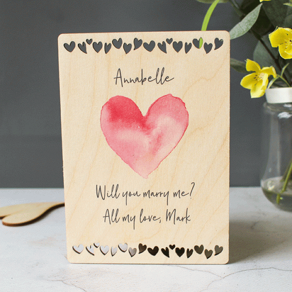 Personalised Wooden Card Sending Love