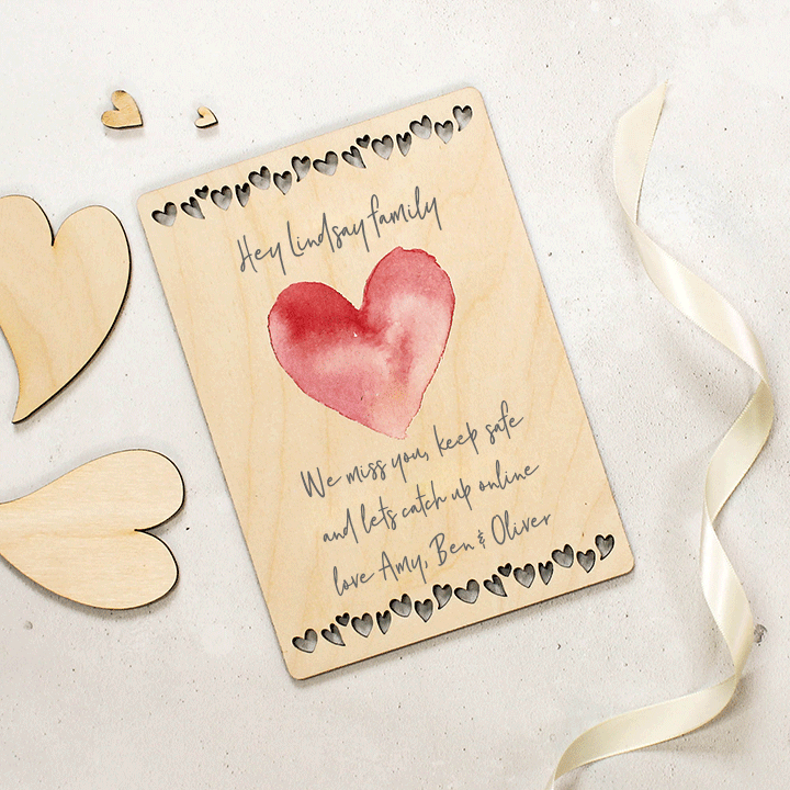 Personalised Wooden Card Sending Love