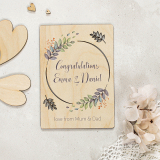 Personalised Wedding Congratulations Card In Wood