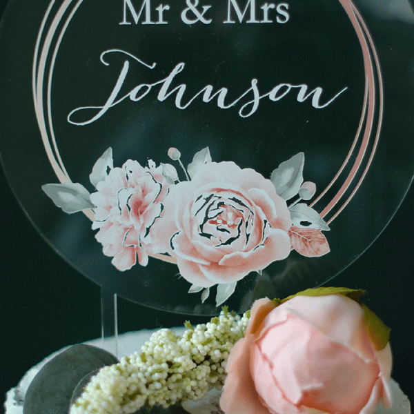 Personalised Wedding Cake Topper Clear Acrylic