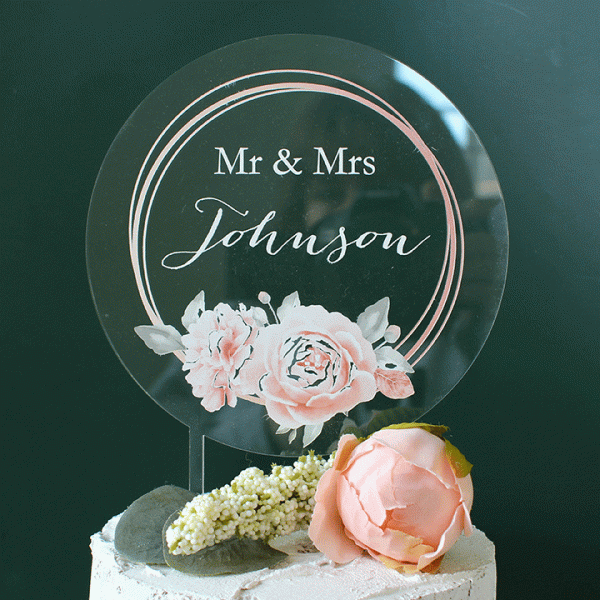 Personalised Wedding Cake Topper Clear Acrylic