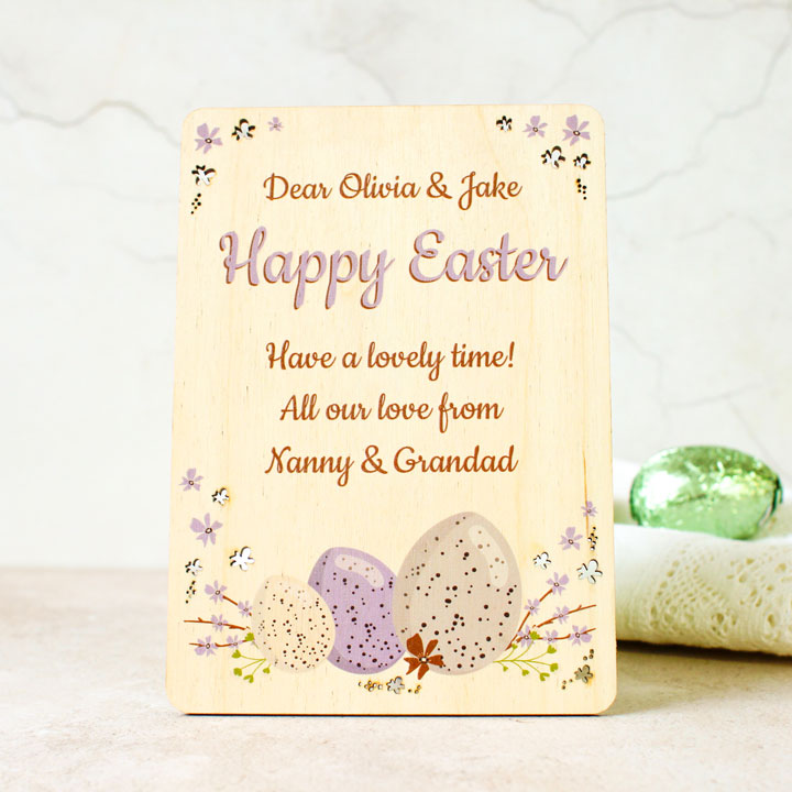 Personalised Easter Card, Wooden Keepsake