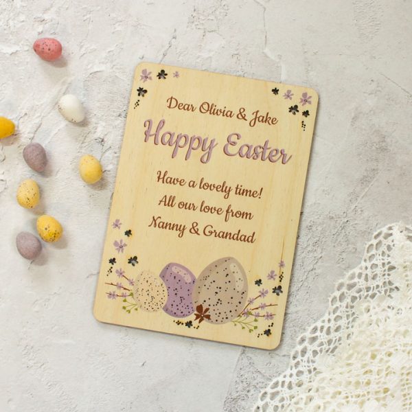 Personalised Easter Card, Wooden Keepsake