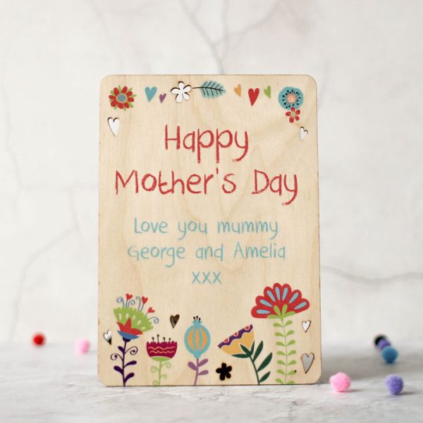 Personalised Happy Mothers Day Wooden Keepsake Card RFPCD008UV