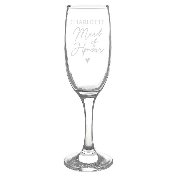 Personalised Maid Of Honour Champagne Flute Glass PMCP0107G39