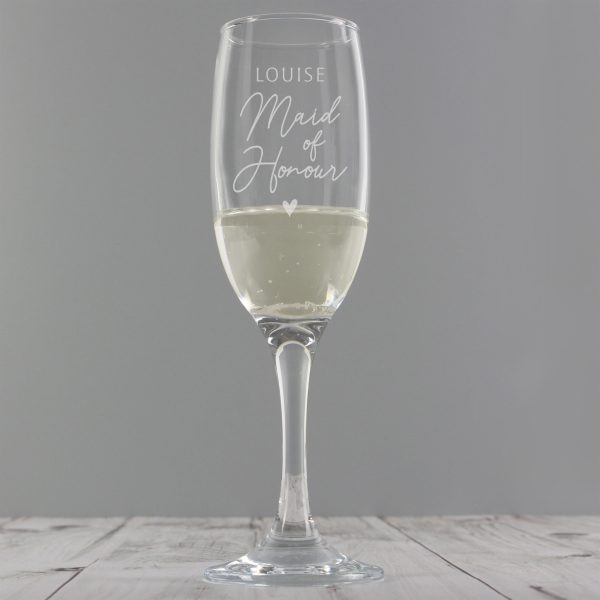 Personalised Maid Of Honour Champagne Flute Glass PMCP0107G39