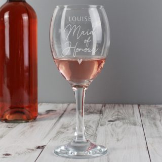 Personalised Maid Of Honour Wine Glass PMCP0107G44