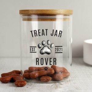 Personalised Pet Treats Jar With Bamboo Lid PMCP1007D73