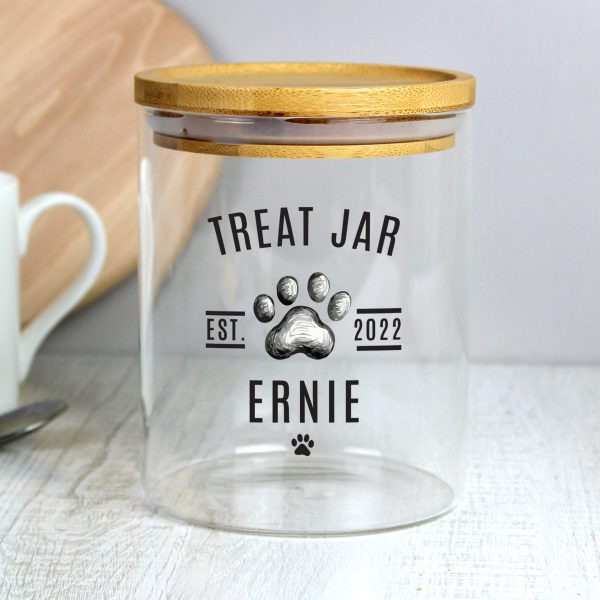 Personalised Pet Treats Jar With Bamboo Lid PMCP1007D73