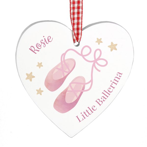 Personalised Ballet Wooden Heart Decoration PMCP1011D79