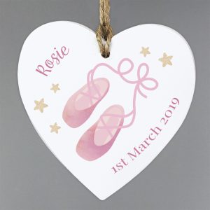 Personalised Ballet Wooden Heart Decoration PMCP1011D79