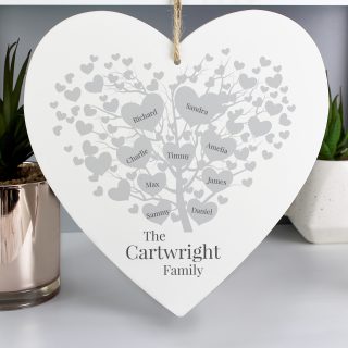 Personalised Family Tree Large Wooden Heart PMCP1011E08