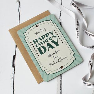 Personalised Happy Fathers Day Wooden Keepsake Card RFPCD009UV