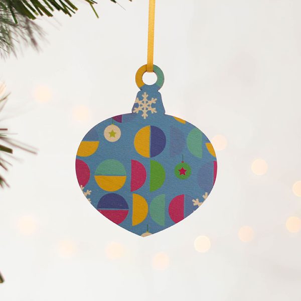 Christmas Tree Decoration, Bright Geometric Set Of Four JLXMRF002UV