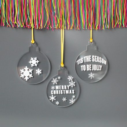 Christmas Tree Decorations, Set Of Three Engraved XMRFHA010