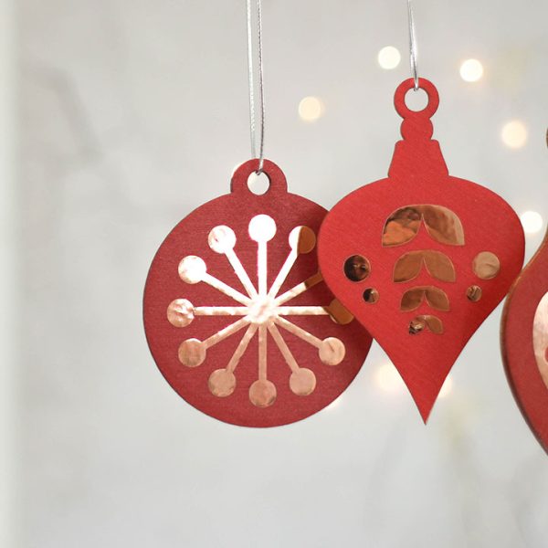 Christmas Tree Decoration Set, Red With Copper XMRFHA002UV