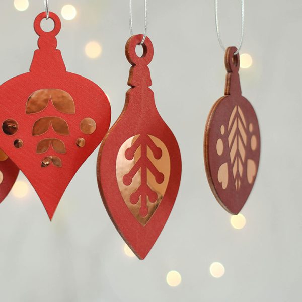 Christmas Tree Decoration Set, Red With Copper XMRFHA002UV