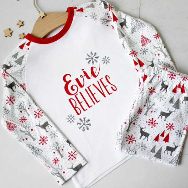 Personalised Christmas Pyjamas, Believe XMRFPJ002
