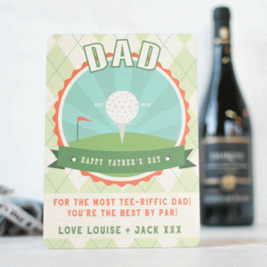 Personalised Fathers Day Card In Wood, Golf RFPCD015UV