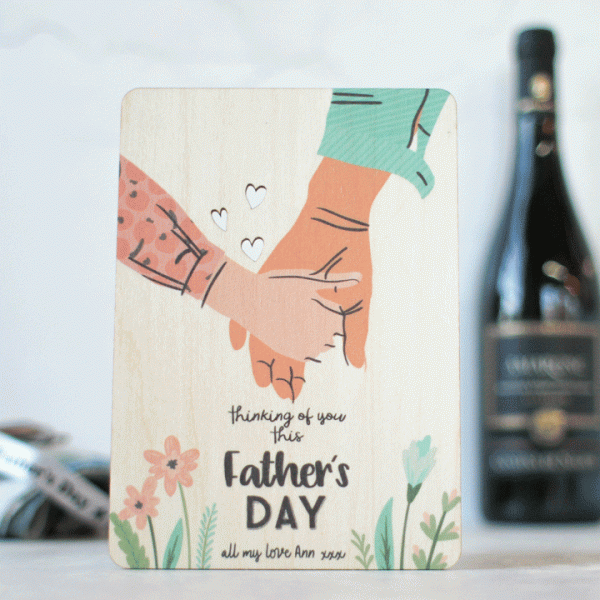Personalised Thinking Of You Fathers Day Card, In Wood RCPCD016UV