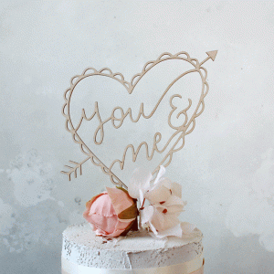 Wooden Cake Topper, You And Me, Wedding RFCK007
