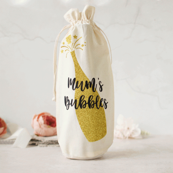Personalised Bottle Bag, Mum's Bubbles RFPBG012