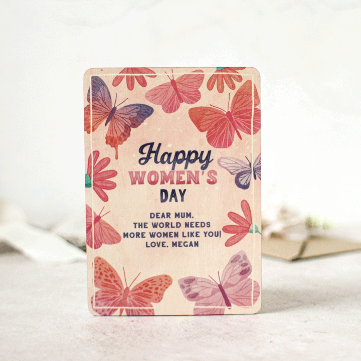 Personalised Women's Day Card In Wood RFPCD028UV