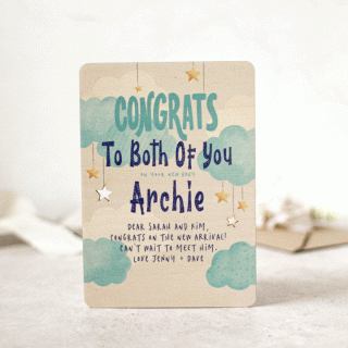 Personalised New Baby Card In Wood, Blue RFPCD035UV