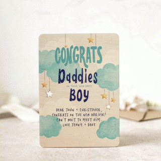 Personalised New Baby Card In Wood, Blue RFPCD035UV