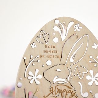 Personalised Happy Easter Card In Wood EACD001